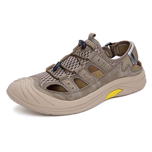 ZUOZUIYQ Herren-Wandersandalen, verstellbare Herren-Sandalen, Bequeme Sport-Outdoor-Wanderschuhe für Strand, Fisch, Trekking (Farbe: Khaki, Größe: 39) von ZUOZUIYQ