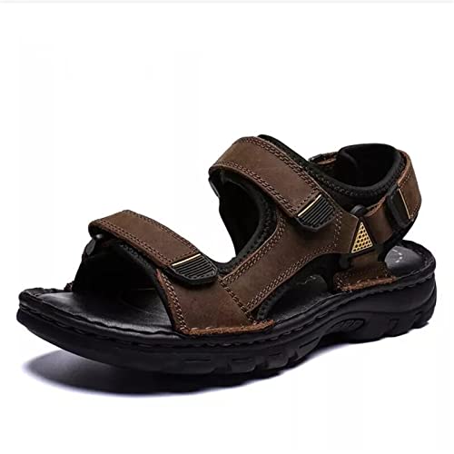 ZUOZUIYQ Leichte Herren-Sandalen aus Leder, Business-Freizeitschuhe aus Leder, atmungsaktive Outdoor-Strandsandalen für Herren im Innen- und Außenbereich (Farbe: Braun, Größe: 13,5) von ZUOZUIYQ