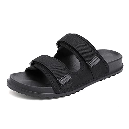 ZUOZUIYQ Leichte Herren-Sandalen aus Leder, Sommer-Herren-Hausschuhe, lässig, Strand, draußen, drinnen, Zuhause, Slip-on-Schuhe für drinnen und draußen (Farbe: Schwarz, Größe: 9 UK) von ZUOZUIYQ