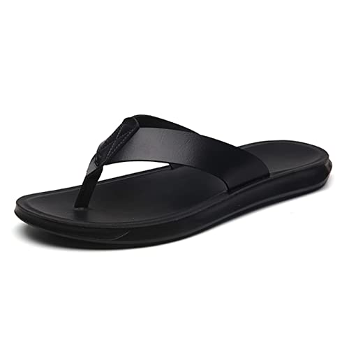 ZUOZUIYQ Männer Leder Leichte Sandalen Sommer Männer Drag Outdoor Hausschuhe Atmungsaktiv Und Bequem Männer Drag Indoor und Outdoor (Farbe: Schwarz, Größe: 7,5 UK) von ZUOZUIYQ