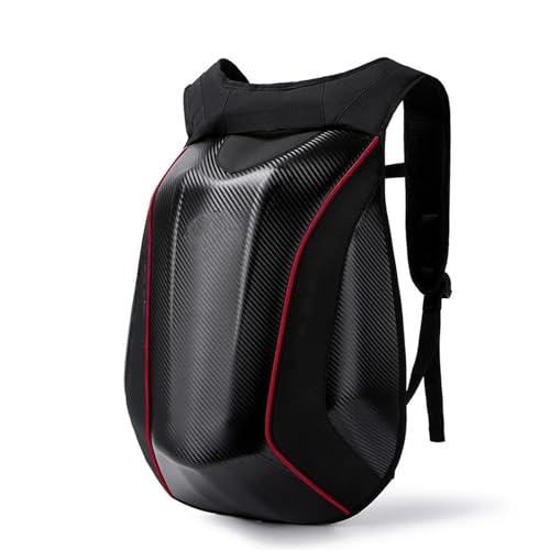 ZUOZUIYQ Motorrad-Fronttasche, Kohlefaser-Motorrad-Rucksack, Motocross-Helmtasche, wasserdichter Motorsport-Reitrucksack, erweiterbare Hartschalentaschen, Motorrad-Sitztasche/Hecktasche (Farbe: Rot) von ZUOZUIYQ