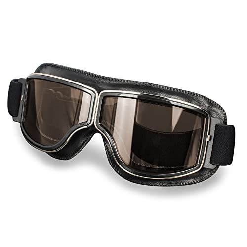 ZUOZUIYQ Schutzbrille, Winddicht, Motorradbrille, Sicherheits-Lederbrille, schützende Blendschutz-Helmbrille, Motocross-Langlaufbrille (Teegläser) von ZUOZUIYQ