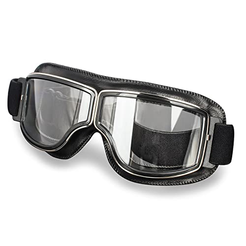 ZUOZUIYQ Schutzbrille, Winddicht, Motorradbrille, Sicherheits-Lederbrille, schützende Blendschutz-Helmbrille, Motocross-Langlaufbrille (transparente Gläser) von ZUOZUIYQ