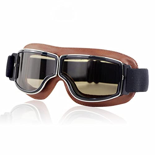 ZUOZUIYQ Schutzbrille Universal Vintage Motorradbrille Motorrad Roller Biker Schwarzbraun Winddichte staubdichte Brille Helmbrille Faltbar (1 Stück Schwarz) von ZUOZUIYQ