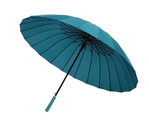 ZUOZUIYQ Winddichter Regenschirm, 139 cm, automatisch zu öffnen, Regen- und Sonnenschirm, Holzgriff, tragbar, belüfteter Regenschirm, Reiseschirm für Männer und Frauen (blau: grün) von ZUOZUIYQ