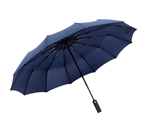 ZUOZUIYQ Winddichter Regenschirm, Winddicht, faltbar, Regenschirm für Männer und Frauen, 12 Rippen, kompakter Reiseschirm mit Sonnenschutz, UV-Schutz, Reiseschirm für Männer und Frauen (blau: blau) von ZUOZUIYQ