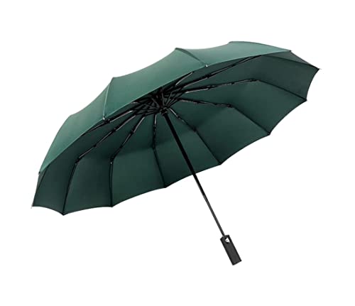 ZUOZUIYQ Winddichter Regenschirm, Winddicht, faltbar, Regenschirm für Männer und Frauen, 12 Rippen, kompakter Reiseschirm mit Sonnenschutz, UV-Schutz, Reiseschirm für Männer und Frauen (blau: grün) von ZUOZUIYQ