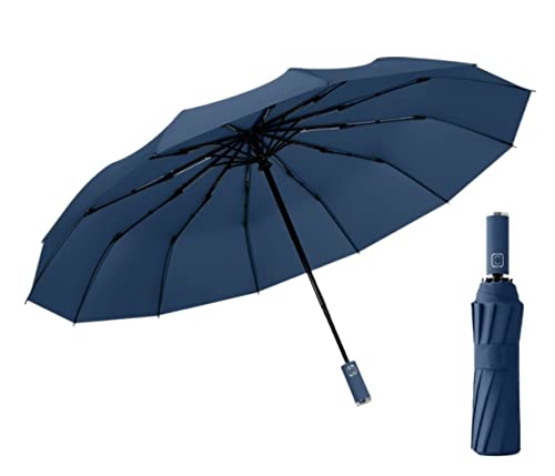 ZUOZUIYQ Winddichter Regenschirm, faltbar, Reise-Doppelautomatik-Regenschirm, tragbarer Sonnenschutz, Sonnenschutz-Regenschirm für Männer und Frauen, Reise-Regenschirm für Männer und Frauen (blau: von ZUOZUIYQ