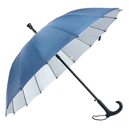 ZUOZUIYQ Winddichter Regenschirm, modischer, gerader Regenschirm mit langem Griff, winddichter Terrassenschirm, Regenstock-Regenschirm, großer Sonnenschirm, Reiseschirm für Männer und Frauen (blau: von ZUOZUIYQ
