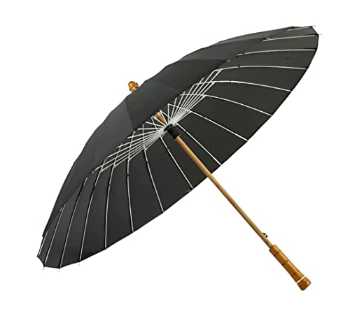 ZUOZUIYQ Winddichter Regenschirm, starker Regenschirm, Regenschirm, Winddicht, großer Stockschirm mit Quaste, Holzgriff, wasserdichter Baldachin, belüfteter Regenschirm, Regenschirme für Regen von ZUOZUIYQ