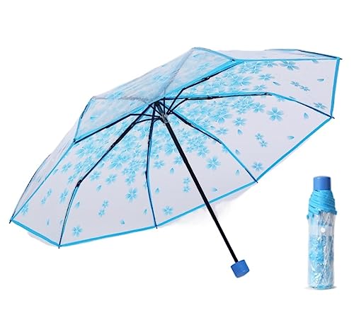 ZUOZUIYQ Winddichter Regenschirm, starker Regenschirm, Regenschirm, transparenter Regenschirm, Winddicht und regenfest, 3-Fach gefalteter PVC-Mädchen-Regenschirm, tragbar, niedliche Regenschirme für von ZUOZUIYQ