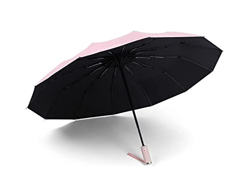 ZUOZUIYQ Winddichter Regenschirm, winddichter Reise-Regenschirm, ergonomischer Griff, tragbar, kompakt, faltbar, leicht, für Herren und Damen, Reise-Regenschirm für Herren und Damen (blau: rosa) von ZUOZUIYQ