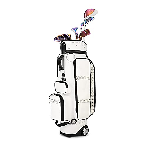 Golf-Standbag, tragbare Golf-Trolley-Tasche aus PU-Leder mit 5-Wege-Organizer, Trennwand Oben mit wasserdichtem, verschleißfestem, langlebigem Stoff Warm as Ever von ZURBAQD