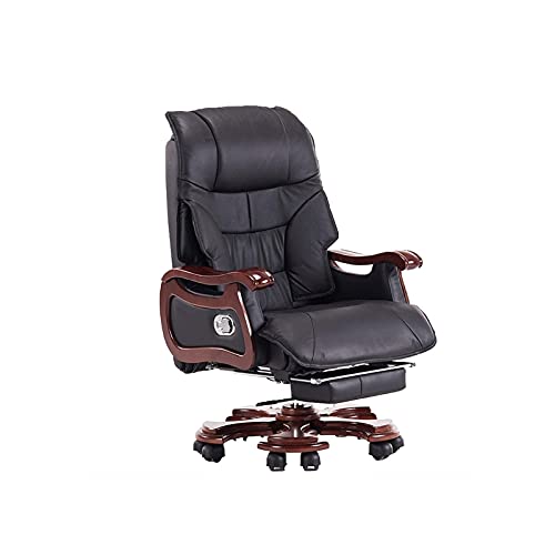 ZURBAQD Boss Office Massagestuhl, Ergonomischer Stuhl aus Rindsleder, 7-Punkt-Massage und einziehbare Fußstütze, Schwarz Warm as Ever von ZURBAQD