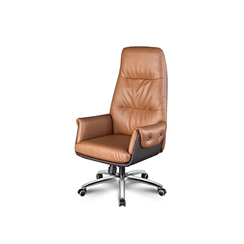 ZURBAQD Bürostuhl, Schreibtischstuhl, ergonomischer Computer-/Gaming-Stuhl, Chefsessel, bequemer Liegestuhl aus Rindsleder (Farbe: Braun) Warm as Ever von ZURBAQD