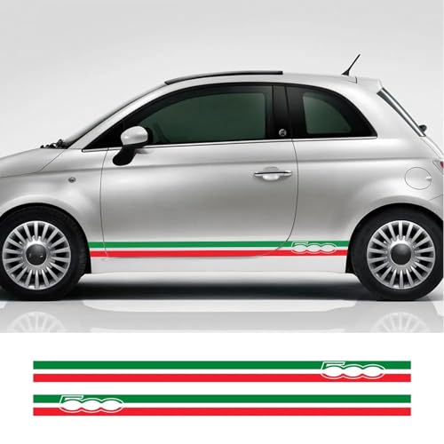 ZWRKB 2 Stück Auto Vinyl PVC Aufkleber, für FIAT 500 Abarth Auto Tür Seitenstreifen Rock Aufkleber Aufkleber Grafik Zubehör von ZWRKB