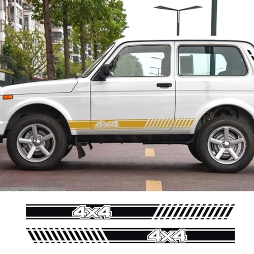 ZWRKB 2 Stücke Auto Lange Seite Streifen Aufkleber Vinyl Film Auto DIY Aufkleber, Passend für Lada NIVA 4X4 Automobile Dekoration Zubehör von ZWRKB