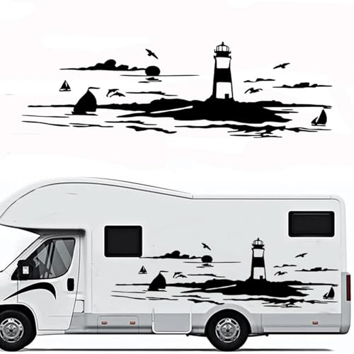 ZWRKB Wohnwagen Form Aufkleber für Ozean Welle Große Bake Mobile Strand Landschaft Marine Aufkleber Geeignet, für Camping & LKW von ZWRKB