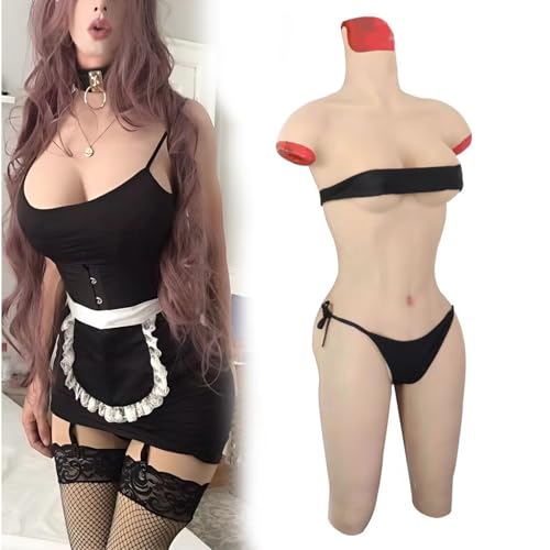 ZWSM Silikon Bodysuit Realistische Brustformen C-G Cup Fake Boobs Fake Vagina Jumpsuit für Crossdresser Transgender Drag Queen,Color 2,Silicone Gel E von ZWSM