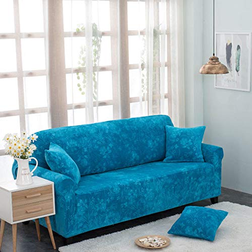 ZWXDMY Sofabezug,Himmelblau Geprägte Stretch Stoff Sofa Sofabezug Waschbare Möbel Elastic Protector Staubschutzbezug Universal Durable Spandex Wohnzimmer Schonbezug, 1 Sitzer (90,140 cm) von ZWXDMY