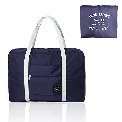 1 Stück dunkelblaue packbare Reisetasche, Gepäckaufbewahrungstasche, Sport- und Fitnessgepäck, tragbare Reisetasche für Reisen, Camping. von ZWZNBL