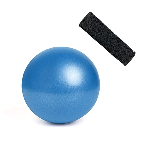 25 cm Blauer Pilates Yogaball + schweißabsorbierendes schwarzes Stirnband Haarband Mic Tube Ball Balance Fitnessball Gymnastikballtraining, verbessert das Gleichgewicht von ZWZNBL
