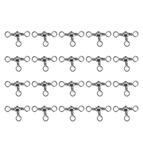 ZWZRFMZHML 20-teiliges 3-Wege-Kreuzschnur-Angelwirbel-Set, Flexible DREI-Wege-Rollwirbel, Dreifache Wirbel-Angelverbinder, T-förmiger Dreifacher Wirbelverbinder aus Kupfer Und Edelstahl(2#) von ZWZRFMZHML