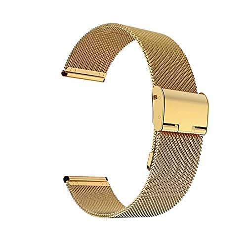 ZXF Uhrenarmbänder, 0.4 Line 304 Stahl Fine Mesh Gürtel Hängende Schnalle Edelstahl Watchbanduhr Zubehör Uhrband 8mm-24mm Doppelzahl Armband (Color : Gold, Size : 18mm) von ZXF