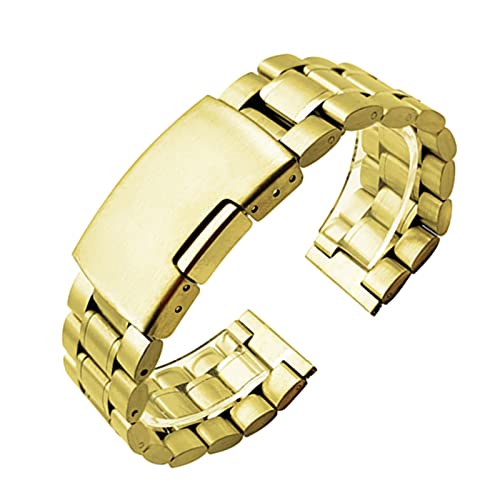 ZXF Uhrenarmbänder, Edelstahlband 14mm 16mm 18mm 19mm 20mm 21mm 22mm 24mm 26mm Metall Uhrenarmband Link Armband Armband Armband Schwarz Silber Gold Armband von ZXF