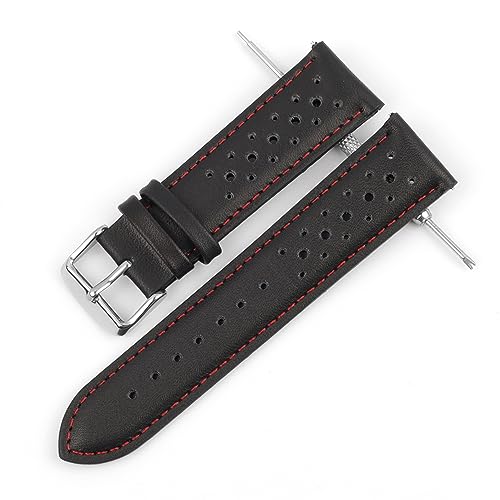 ZXF Uhrenarmbänder Leder, Lederuhrband 18mm 20mm 22mm 24mm atmungsaktive poröse Armbanduhr Armband handgemachte Nähte für Männer Watchstrap elegant und stilvoll von ZXF