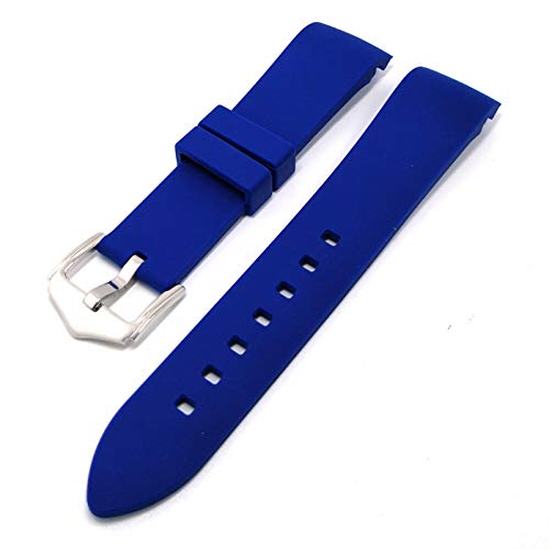 ZXF Uhrenarmband 18mm 20mm 22mm 19mm 21mm 24mm Weiche Silikon Universal Gummi Gebogene Ellenbogen Sportgurt Armband Armband Silikon Gummi Uhrenarmband (Band Color : Blue, Band Width : 20mm) von ZXF