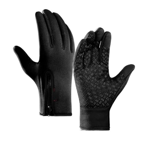 ZXIAGM Herbst Winter Radfahren Motorrad Handschuhe Herren Thermo Warm Outdoor Sport Laufen Handschuhe Skihandschuhe für Camping Wandern (A0001-BK, M) von ZXIAGM