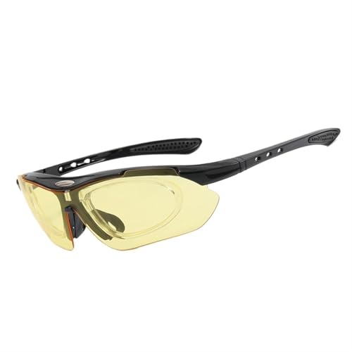 ZXIAGM Photochrome Sonnenbrille für Herren und Damen, für Fahrradbrille mit Kurzsichtigkeitsrahmen, polarisiert, Rennrad-Brille (Schwarz/Gelb) von ZXIAGM