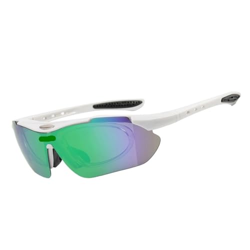 ZXIAGM Photochrome Sonnenbrille für Herren und Damen, für Fahrradbrille mit Kurzsichtigkeitsrahmen, polarisierte Rennradbrille (weiß, polarisiert) von ZXIAGM