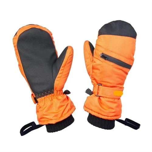 ZXIAGM Ski-Fäustlinge, für Damen und Herren, wasserdicht, isoliert, Winter, warm, Snowboardhandschuhe mit Touchscreen-Fingern (Orange, M) von ZXIAGM