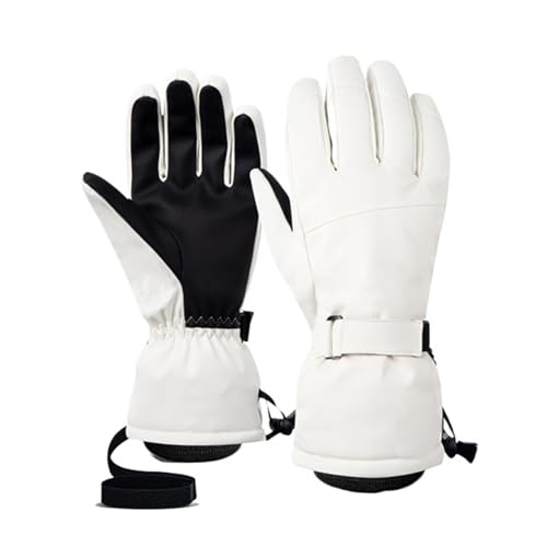 ZXIAGM Skihandschuhe für Herren und Damen, ultraleicht, wasserdicht, warm, Snowboardhandschuhe, Motorrad, Reiten, Schnee, winddichte Handschuhe (Weiß, M) von ZXIAGM