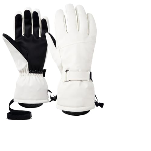 ZXIAGM Snowmobile Thermohandschuhe für Damen und Herren, wasserdicht, Touchscreen-Funktion, winddicht, Plüsch-Fäustlinge, Skihandschuhe (B Weiß, L) von ZXIAGM