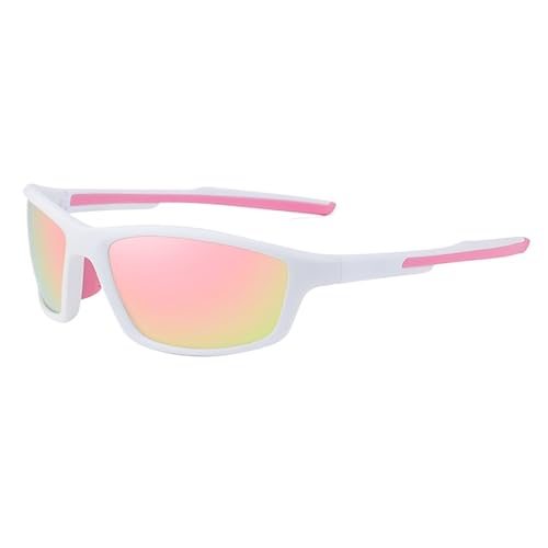 ZXIAGM Sonnenbrille für Herren, polarisierende Brillen, für Herren, für Fahrrad, Radfahren, Sportbrille, Herrenbrille (Weiß / Rosa) von ZXIAGM