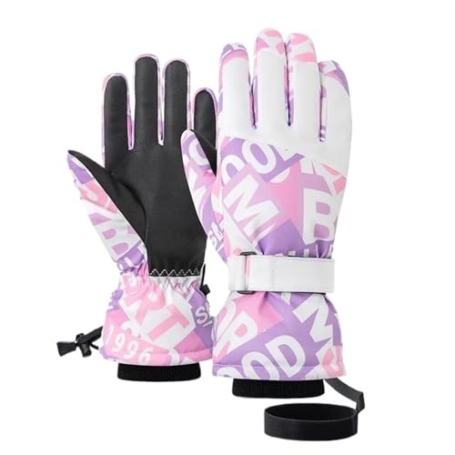 ZXIAGM Wasserdichte Ski- und Snowboard-Handschuhe, Touchscreen-Handschuhe, verdickte Schneehandschuhe, Motorradhandschuhe (Rosa, S) von ZXIAGM