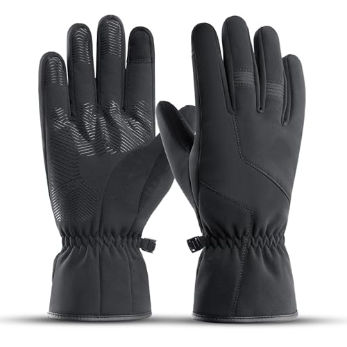 ZXIAGM Wasserdichte Winterhandschuhe für Herren und Damen, Touchscreen-Handschuhe, verdickt, verlängern das Handgelenk, kaltes Wetter, Outdoor-Sport, Fahrradhandschuhe (Schwarz, S) von ZXIAGM