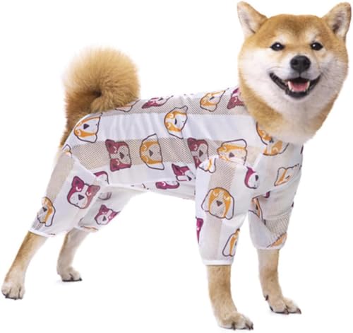 ZXINXIN Hunde-Pyjama, Leichter Hunde-Einteiler, einfach zu tragen, Bezaubernder Hunde-Overall, Sommerkleidung für mittelgroße und große Hunde,2XL,A von ZXINXIN