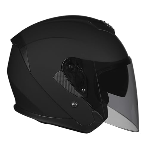 ZXJDP 3/4 Offener Motorradhelm für Männer Frauen, DOT/ECE-geprüfter Retro-Vespa-Helm mit Doppelvisier, Cooler Schnellverschluss Motorrad-Casco für Roller,Moped,Straßenrad,Matte Black 2,L von ZXJDP