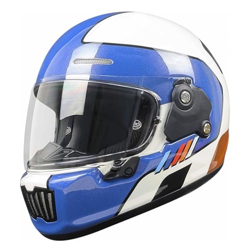 ZXJDP DOT/ECE-zugelassene Integral Motorradhelm, Coole Motorradhelme für Männer Frauen, Leichter Four Seasons-Moped-Roller-Jet-Street-Bike-Skateboard-Helm Unisex,Blue White,XL von ZXJDP