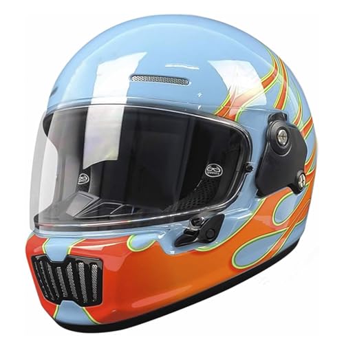 ZXJDP DOT/ECE-zugelassene Integral Motorradhelm, Coole Motorradhelme für Männer Frauen, Leichter Four Seasons-Moped-Roller-Jet-Street-Bike-Skateboard-Helm Unisex,Blue orange,XXL von ZXJDP