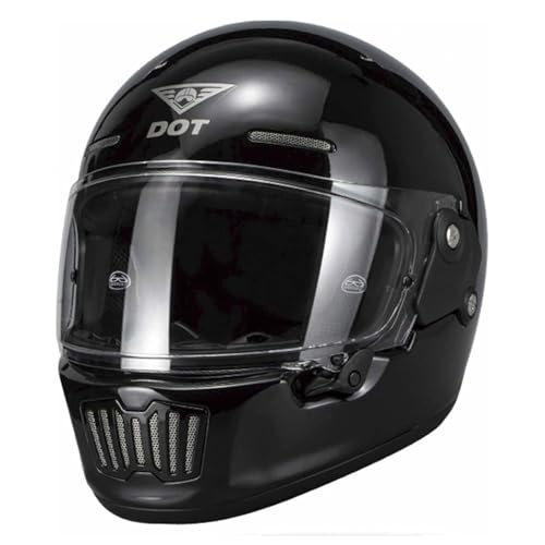 ZXJDP DOT/ECE-zugelassene Integral Motorradhelm, Coole Motorradhelme für Männer Frauen, Leichter Four Seasons-Moped-Roller-Jet-Street-Bike-Skateboard-Helm Unisex,Bright Black,L von ZXJDP