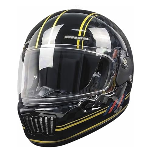 ZXJDP DOT/ECE-zugelassene Integral Motorradhelm, Coole Motorradhelme für Männer Frauen, Leichter Four Seasons-Moped-Roller-Jet-Street-Bike-Skateboard-Helm Unisex,Bright Black Yellow,XXL von ZXJDP