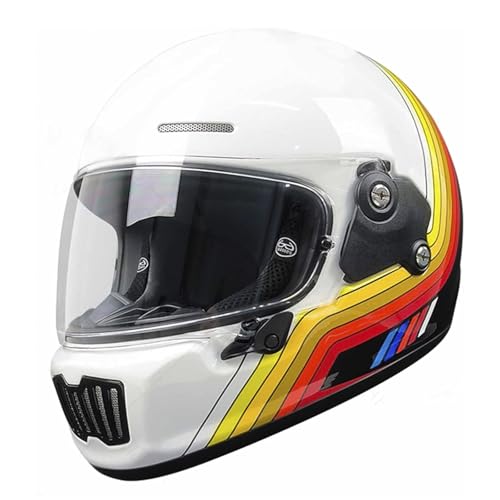 ZXJDP DOT/ECE-zugelassene Integral Motorradhelm, Coole Motorradhelme für Männer Frauen, Leichter Four Seasons-Moped-Roller-Jet-Street-Bike-Skateboard-Helm Unisex,Bright White Yellow,XL von ZXJDP