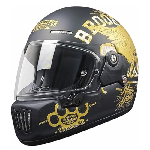 ZXJDP DOT/ECE-zugelassene Integral Motorradhelm, Coole Motorradhelme für Männer Frauen, Leichter Four Seasons-Moped-Roller-Jet-Street-Bike-Skateboard-Helm Unisex,Matte Black Gold,XXL von ZXJDP