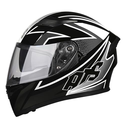 ZXJDP Herren Integralhelm DOT/ECE-geprüft, Doppelvisier Motorrad-Renn- und Straßen Fahrradhelm Vier Jahreszeiten für Männer und Frauen Unisex Rollerhelm Vollvisierhelm,Black White 3,XL von ZXJDP