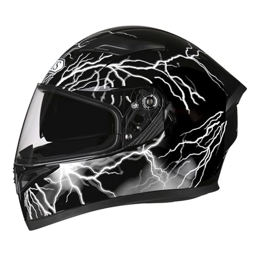 ZXJDP Herren Integralhelm DOT/ECE-geprüft, Doppelvisier Motorrad-Renn- und Straßen Fahrradhelm Vier Jahreszeiten für Männer und Frauen Unisex Rollerhelm Vollvisierhelm,Black White 4,XL von ZXJDP